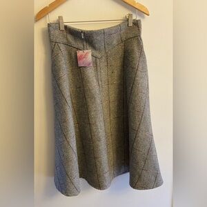 Plaid A-Line Skirt - grey